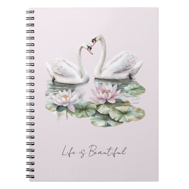 Romantischer Rosé-Lotus-Blumen-Schwäne   Notizblock (Vorderseite)