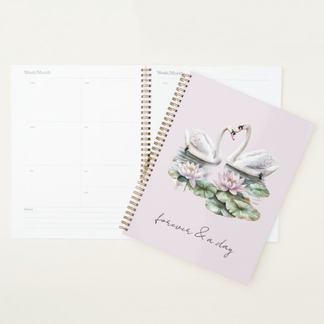 Romantischer Rosé-Lotus-Blumen-Schwäne   Planer (Anzeige)
