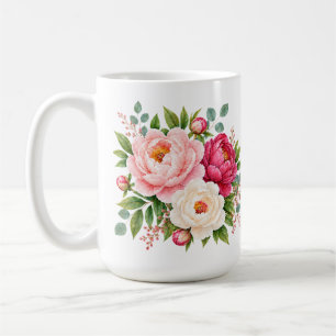 Romantischer Rosé-Ton und Himbeer-Wasserfarben-Pfi Kaffeetasse