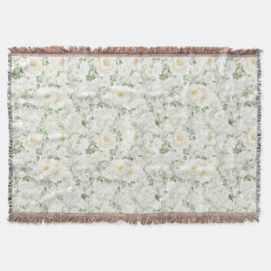 Romantischer Rosé Weiße Rosen Florale Streifen  Decke