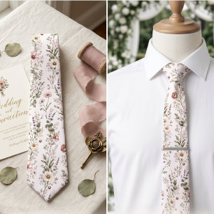 Romantischer Rosé-Wildblumen-Hochzeitsblumenstrauß Krawatte