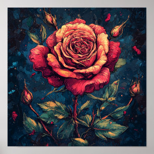 Romantischer Rosenblumen-Wandbehang Bürodekor Poster