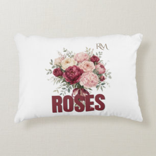 Romantischer Rosenblumenstrauß Elegantes Blumendes Dekokissen