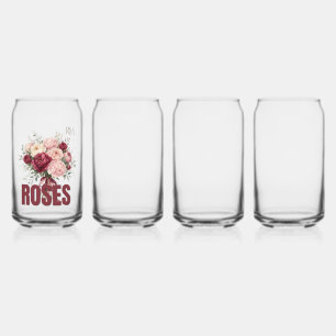 Romantischer Rosenblumenstrauß Elegantes Blumendes Dosenglas