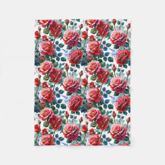 Romantischer Rosengarten Druck Fleecedecke
