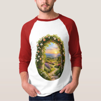 Romantischer Rosengartenbogen Bergsonne T-Shirt