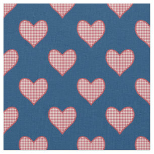 Romantischer Roter Karo Gingham Hearts Custom Fabr Stoff