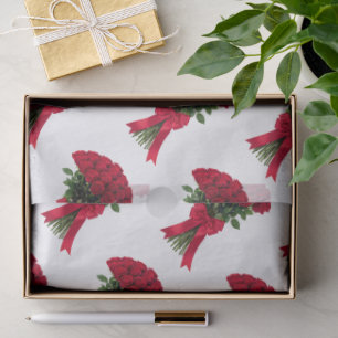 Romantischer roter Rosenblumenstrauß Seidenpapier