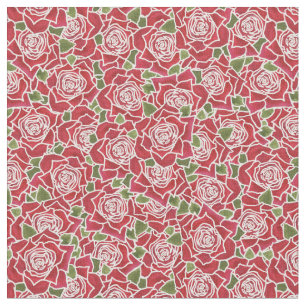 Romantischer roter Rosenmusterstoff Stoff
