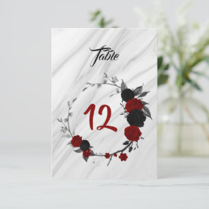 Romantischer roter und schwarzer Blumenkranz-Tisch Einladung