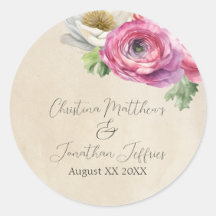 Romantischer Rustikaler Rosa & Weißer Ranunculus