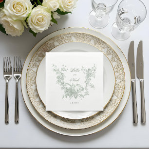 Romantischer Salbei-Blumenkranz mit Liebesvögeln H Serviette
