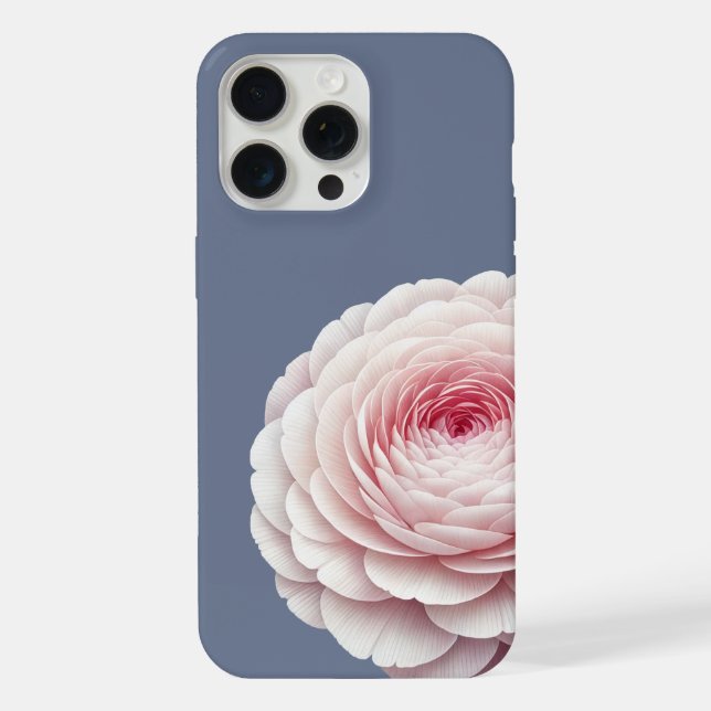 Romantischer Schieferblauer Röte Floral iPhone 15 Pro Max Hülle (Rückseite)