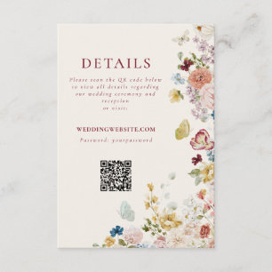 Romantischer Schmetterling Floral Border Hochzeits Begleitkarte