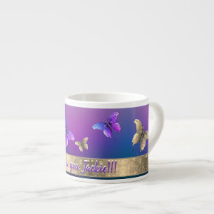 Romantischer Schmetterling mit Text-Spezial-Tasse Espressotasse