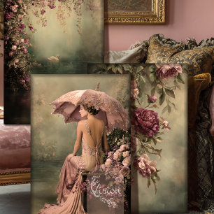 Romantischer Schwanensee 1920er Jahre Vintage Flap Geschenkpapier Set