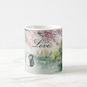 Romantischer Schwanensee Liebe Kaffeetasse
