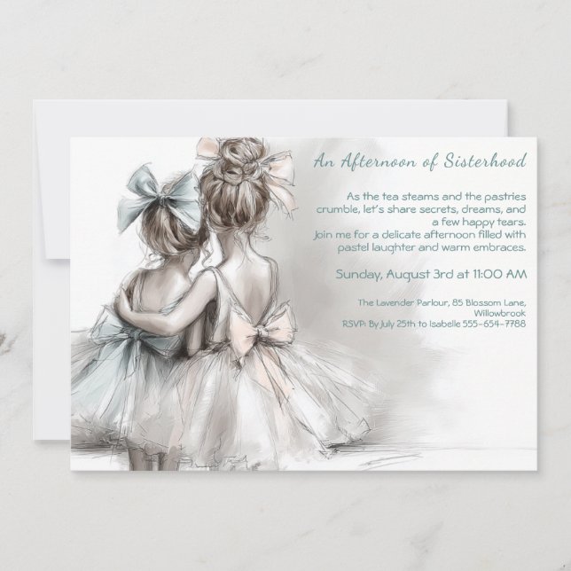 Romantischer Schwestertag Tee Nachmittag Einladung (Vorderseite)