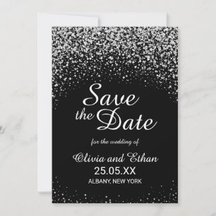 Romantischer Silberner Glitzer Night Sky Save The Date