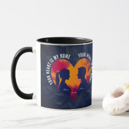 Romantischer Silhouette-Paar-Herz-Zweitön-Becher Tasse
