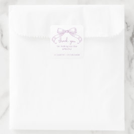 Romantischer Sketched Bow | Lilac dankt Ihnen für  Quadratischer Aufkleber