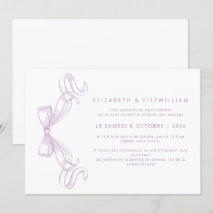 Romantischer Sketched Bow Lilac Mariage de Einladung