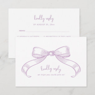 Romantischer Sketched Bow Lilac Meal Choice Wedd RSVP Karte