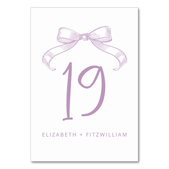 Romantischer Sketched Bow | Lilac Tischnummer Card (Rückseite)