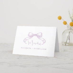 Romantischer Sketched Bow Lilac Wedding Dankeskarte