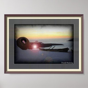 Romantischer Sonnenuntergang am Meeresposter Poster