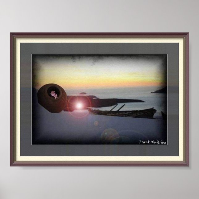 Romantischer Sonnenuntergang am Meeresposter Poster (Vorne)