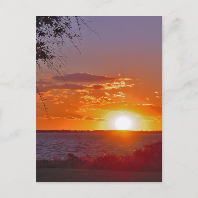 Romantischer Sonnenuntergang am Ozean Postkarte (Vorderseite)