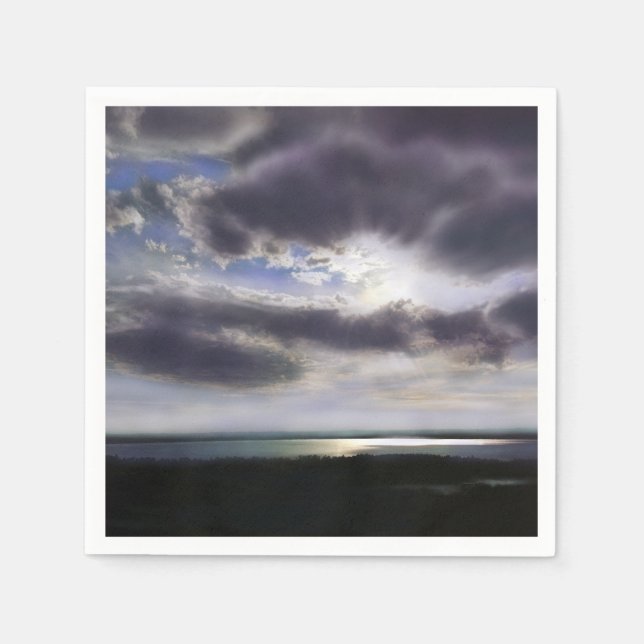 Romantischer Sonnenuntergang über dem See Serviette (Vorderseite)