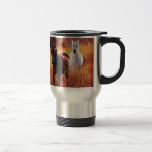 Romantischer Sonnenuntergang Western Galloping Hor Reisebecher
