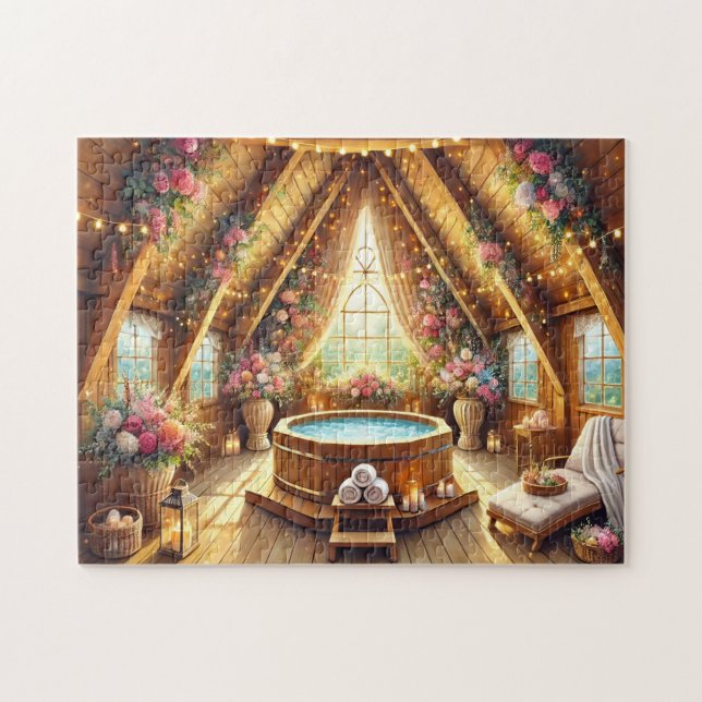 Romantischer Spa-Rückzugsort Jacuzzi Loft mit Lich (Horizontal)