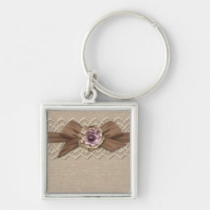 Romantischer Spitzenfloral Burlap Ribbon Schlüssel Schlüsselanhänger