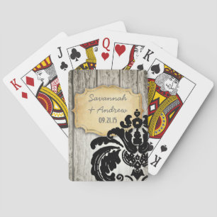 Romantischer Stallholz Vintag Gold Black Damask Spielkarten