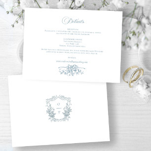 Romantischer staubblauer Line-Art-Blumenhochzeit Begleitkarte