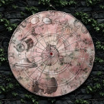 Romantischer Steampunk | Antikes Vintages Ephemera Dartscheibe<br><div class="desc">90er Grunge, ganz erwachsen! Feminine, ausgeklügelte Steampunk-Shabby Chic aus der Viktorianischen Zeit mit dystopischen Zahnradgetrieben, Fahrrad, Schädel, Eule, Teleskop und vielem mehr auf einem sanften romantischen, tausendjährigen rosa Grunge Hintergrund. Dieses Vintage abstrakte Design der 90er Jahre zeichnet sich durch eine wunderschöne Farbpalette aus, die einen perfekten Pop verleiht. Für Anpassungen...</div>
