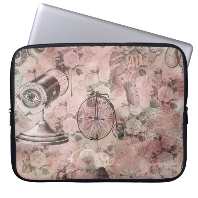 Romantischer Steampunk | Antikes Vintages Ephemera Laptopschutzhülle (Vorderseite)