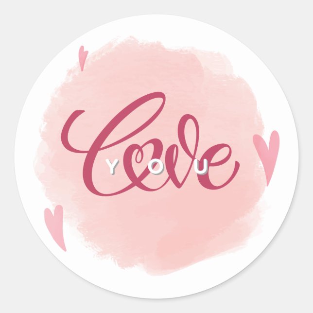 Romantischer Sticker "Love You" (Vorderseite)
