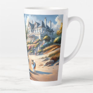 Romantischer Strandhaus-Sonnenuntergangsspaziergan Milchtasse