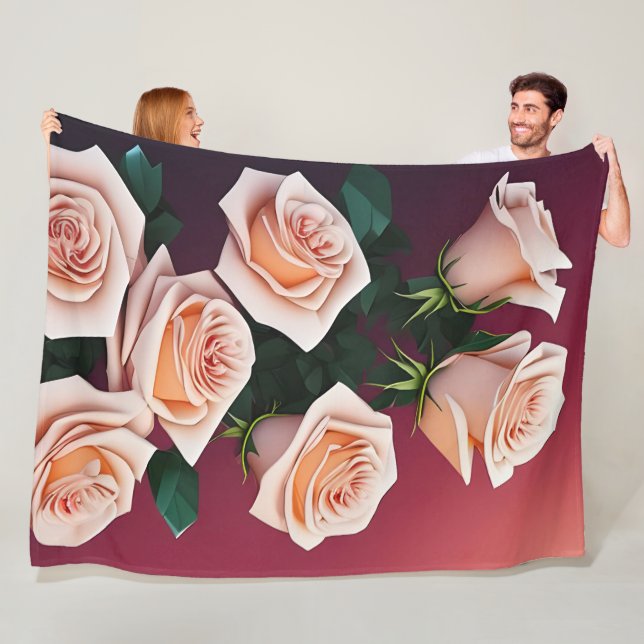 Romantischer Strauß mit rosa Rosen Fleecedecke (Beispiel)