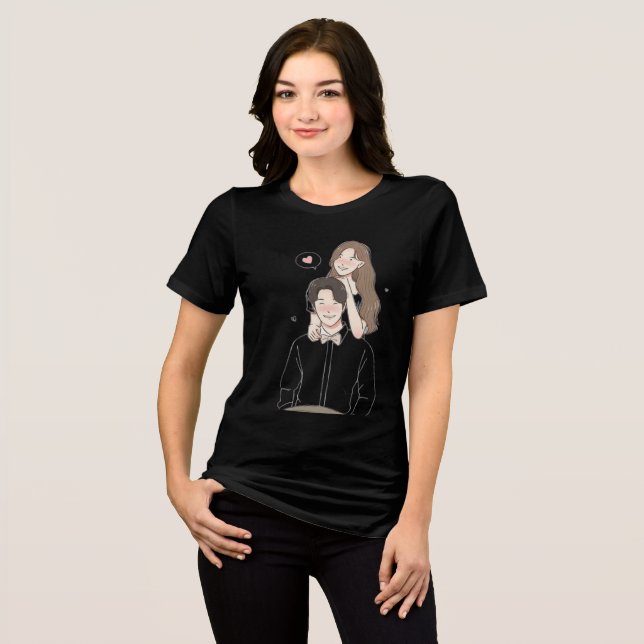 Romantischer T - Shirt für Frauen - Niedliche Lieb (Vorderseite voll)