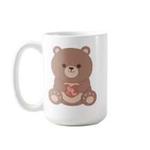 Romantischer Teddybär- und Herz-Tasse