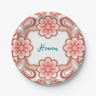Romantischer Teller mit vintage roten Blumen