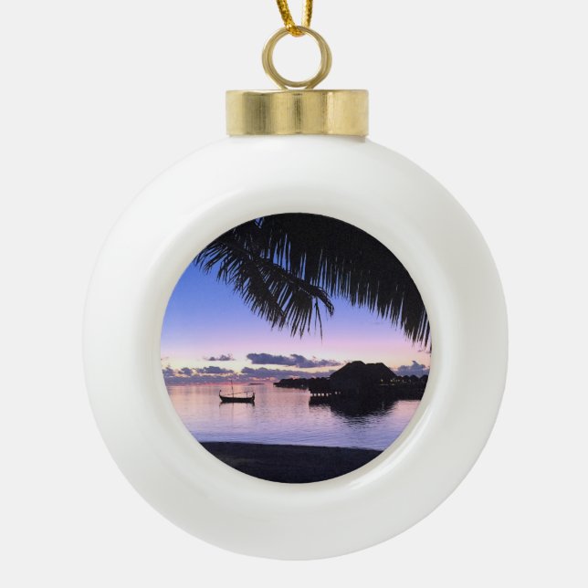 Romantischer tropischer Sonnenuntergang Malediven Keramik Kugel-Ornament (Vorderseite)