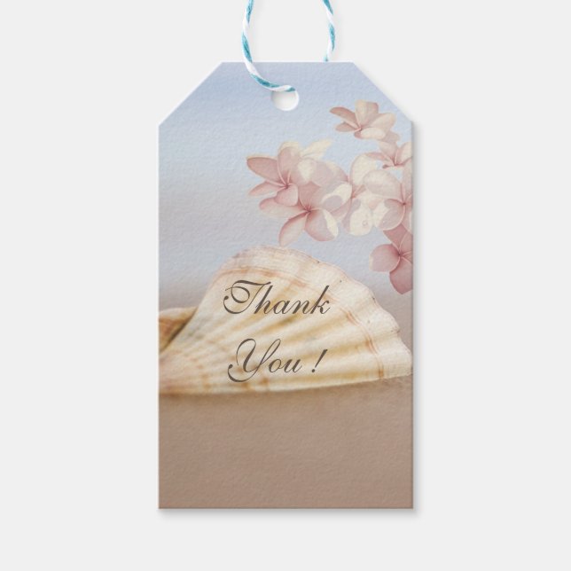 Romantischer tropischer Strand Seashell, Plumeria Geschenkanhänger (Vorderseite)