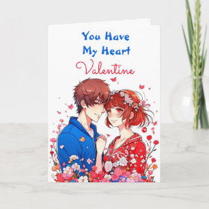 Romantischer und Niedlicher Anime-Paare-Valentinst Karte