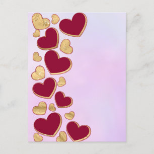 Romantischer Valentinstag   Burgund & Gold Herz Feiertagspostkarte